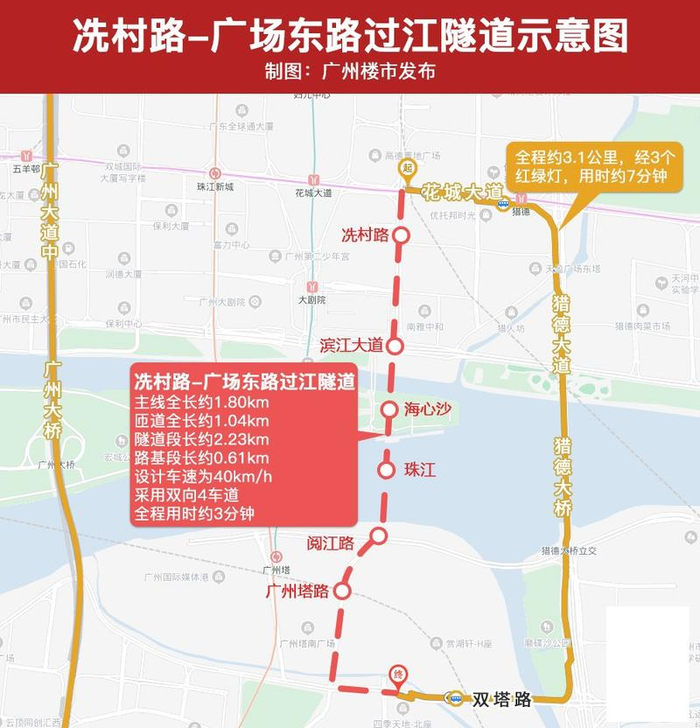 珠江新城3分钟通广州塔，四年广州增5隧道