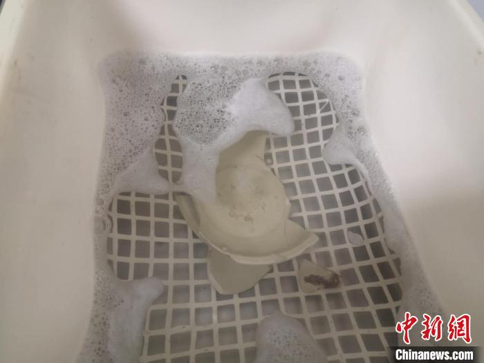正在使用超声波清洗的瓷器。　童笑雨 摄