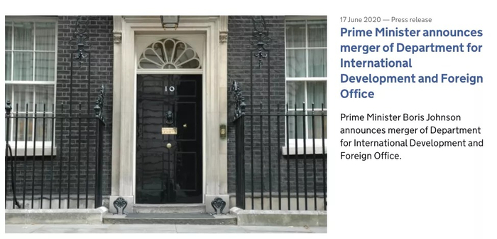 英国国际发展部网站刊文宣布部门合并。/DFID 网页截图