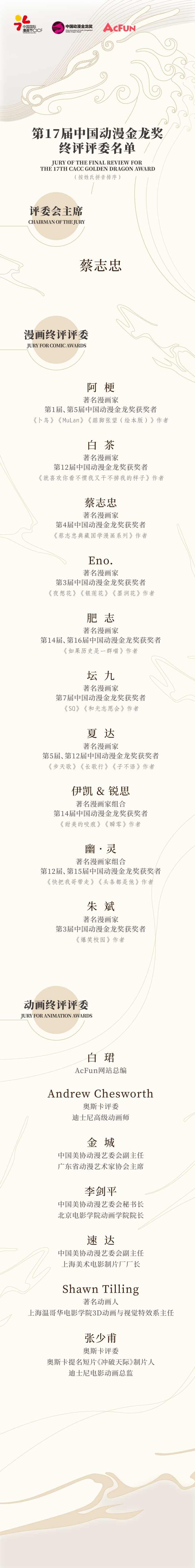 中国动漫金龙奖终评评委名单出炉。组委会供图