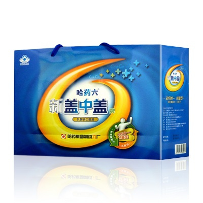 新盖中盖牌乳酸钙葡萄糖酸钙口服液。图片来源：哈药集团官网