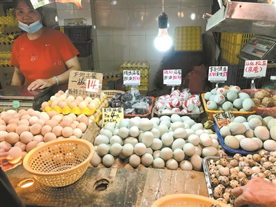 广州沙园市场某鸡蛋档口