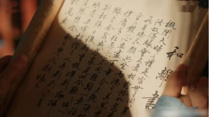 电视剧《清平乐》截图，驸马李玮撰写的和离书