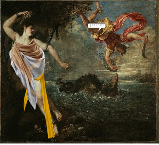 ▲提香《珀耳修斯与安德洛墨达》，约1556丨图源于网络