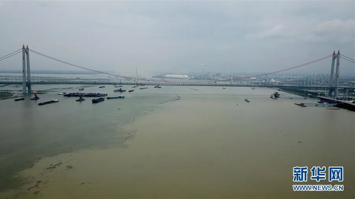 ▲ 7月5日拍摄的岳阳洞庭湖特大桥（无人机照片）。新华社记者 陈泽国 摄