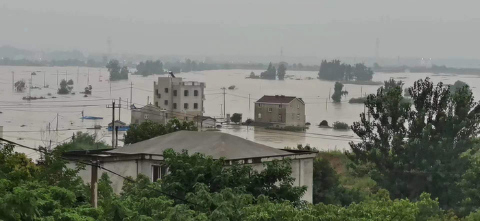  7月16日下午，安徽枞阳团结圩溃破。 受访者 供图