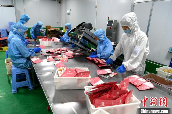 台企云霄阳弘生物科技有限公司专注果脯蜜饯加工，以前产品90%出口，现90%在大陆电商平台销售。　王东明 摄