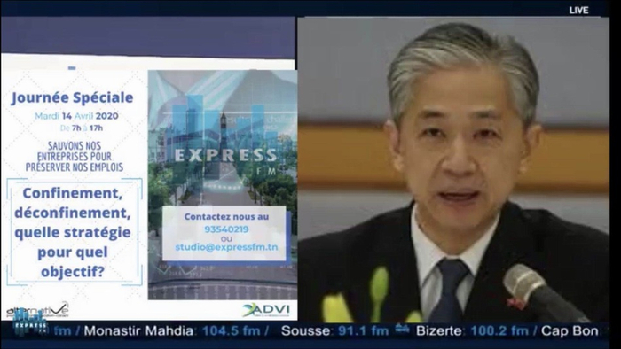 汪文斌在驻突尼斯大使任上接受突尼斯“快线”电台采访。&nbsp; 中国驻突尼斯大使馆网站 图