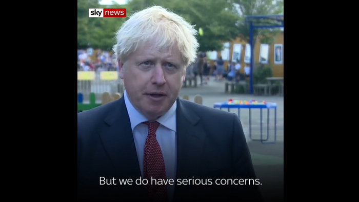 约翰逊20日公开讲话，视频截图