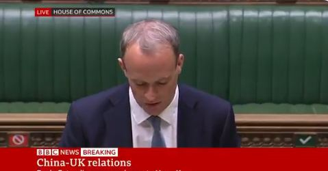 英国政府正式宣布暂停与香港引渡条约，BBC报道截图