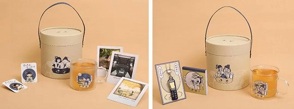 茶颜悦色版联名产品（左）和喜茶版联名产品（右）