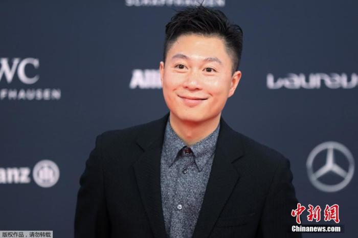 资料图：中国前体操运动员李小鹏在摩纳哥举行的2018年劳伦斯世界体育奖红毯仪式上。