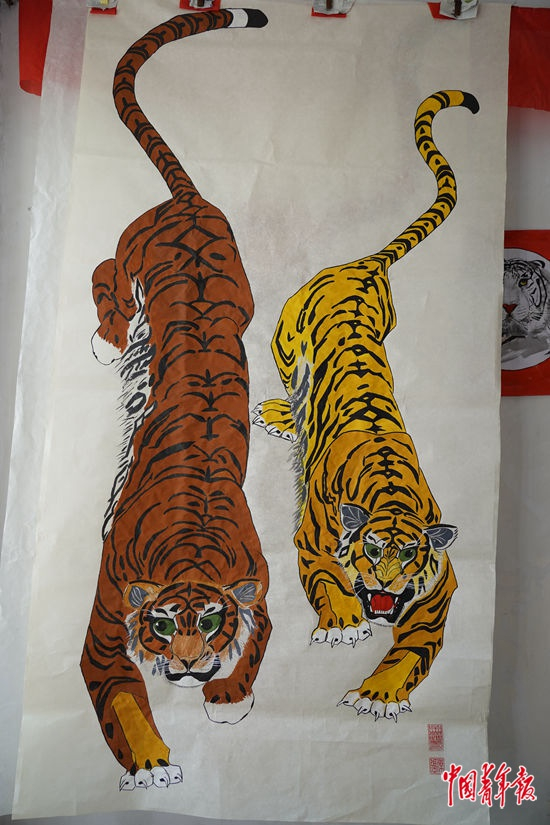 　　张杰画的老虎。