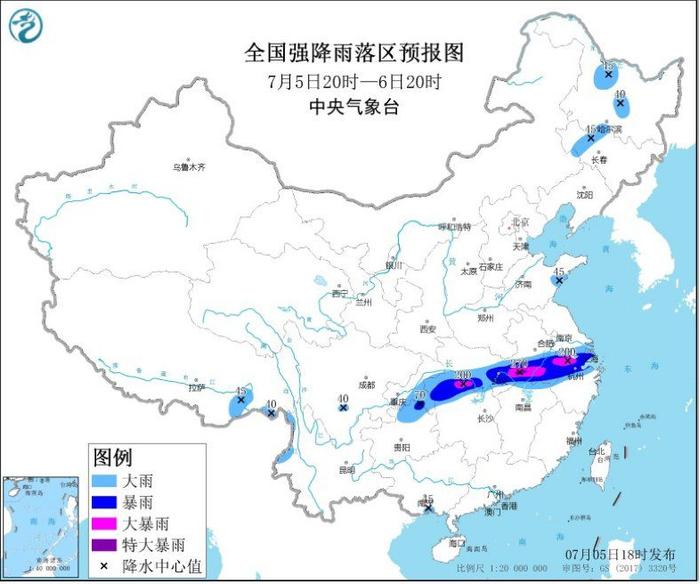 中央气象台：湖南湖北安徽浙江局地有大暴雨