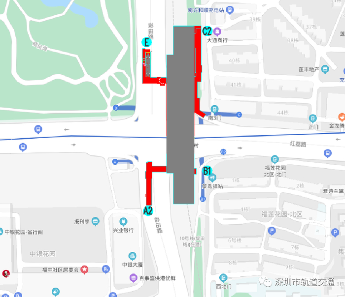 莲花村站出入口分布示意图