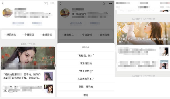 注册主体为杭州掌维的公众号发布的小说文案标题