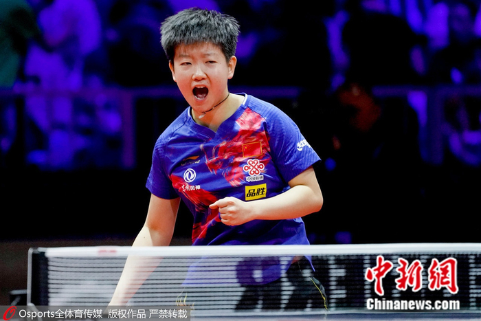 资料图：孙颖莎在比赛中。图片来源：Osports全体育图片社