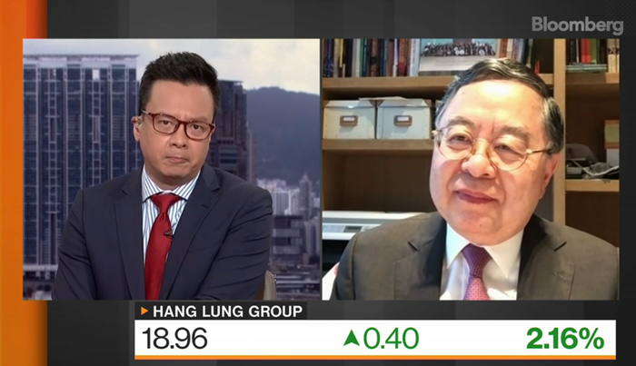 陈启宗（右）接受英格尔斯访问&nbsp; 视频截图