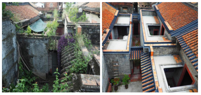 寒溪水村古民居岭仔巷 107 号修缮前后图