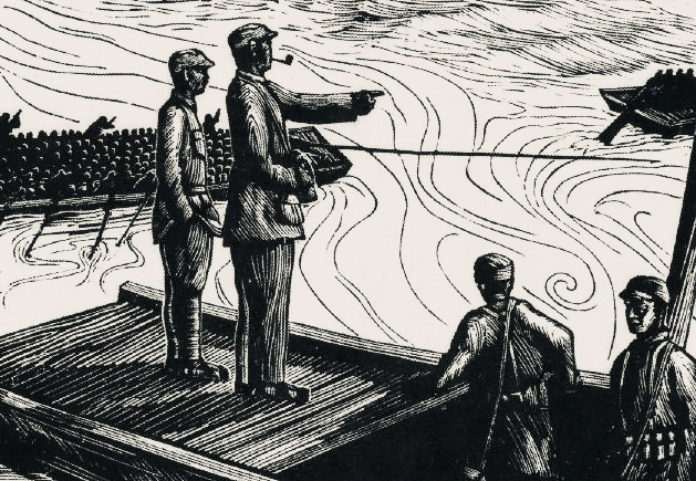 渡黄河黑白木刻（ 1940年） 重庆美术馆供图