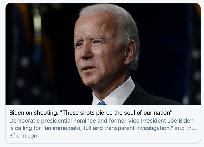 拜登：这些枪击刺穿了我们国家的灵魂。/CNN报道截图