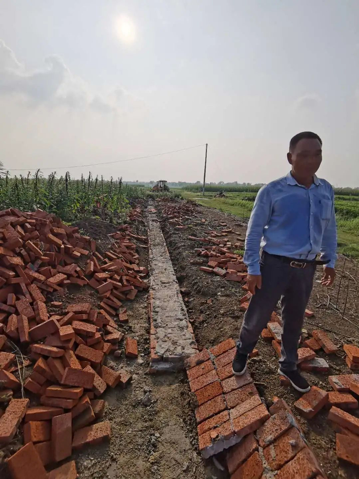 养猪场被推倒的围墙