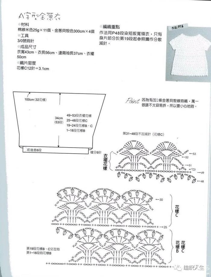 玫瑰：夏季短袖钩针连衣裙（有编织图解）