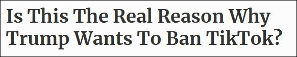 “福布斯”在1日的评论中猜测，特朗普封禁TikTok可能并非被某些“高尚的政策”驱使，而单纯是因为他的感情“受到伤害”
