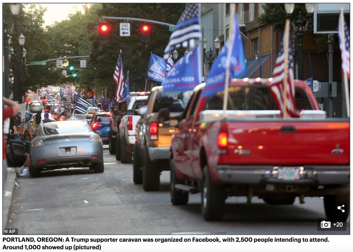  特朗普支持者的车队。/&nbsp;《每日邮报》网站截图