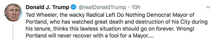  特朗普推特截图。