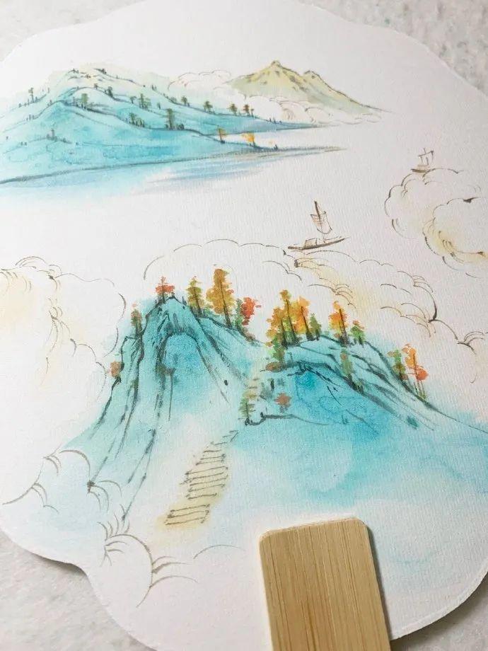 绝美！85后插画师将山水中国风画上扇面，他的笔下，是个诗意的世界