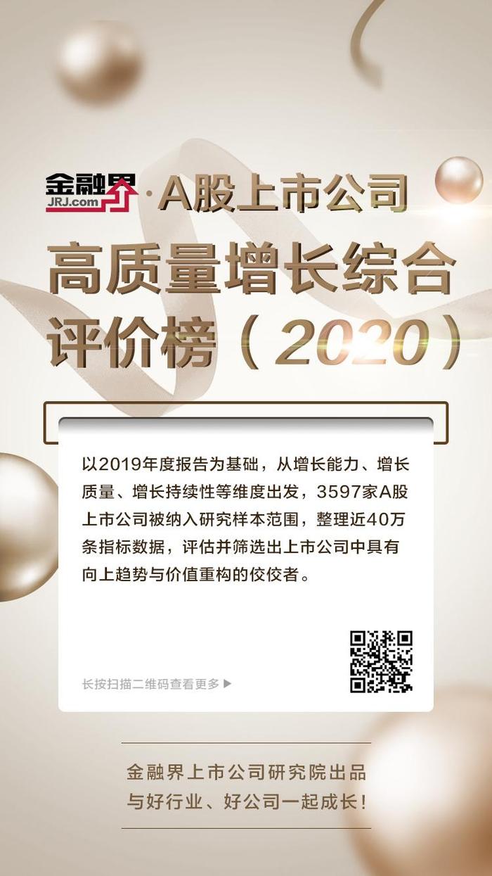 聚焦盈利、资本、科创《金融界·A股上市公司高质量增长综合评价榜（2020）》出炉