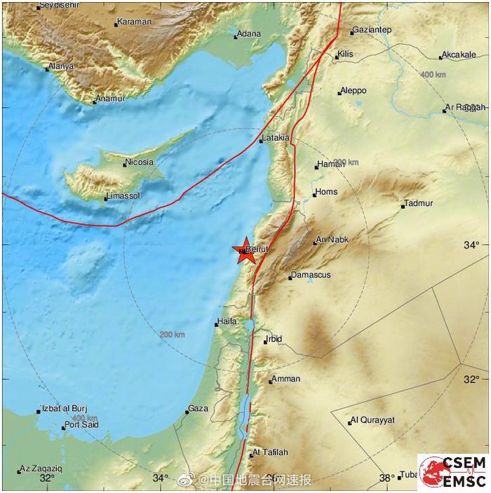欧洲地震台记录到贝鲁特爆炸：震级3.3震深0公里