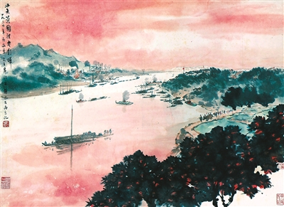  傅抱石 《芙蓉国里尽朝晖》