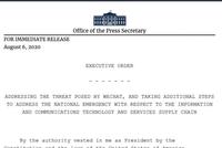 特朗普签署行政命令 9月20日起禁止美企业与字节跳动、腾讯交易