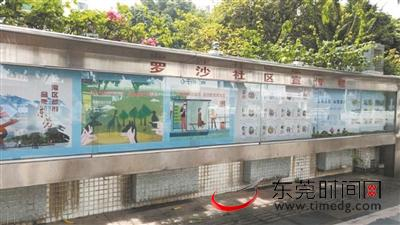 ▲莞城罗沙社区宣传栏上张贴着内容丰富的文明宣传公益广告 记者 尹金钟 摄