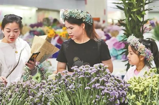资料图：云南斗南花市游人如织 云南网记者 杨峥摄