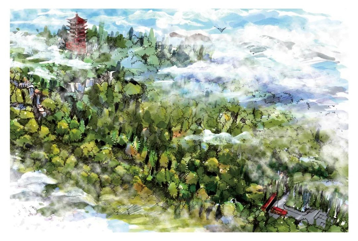 手绘缙云山  北碚区委宣传部供图