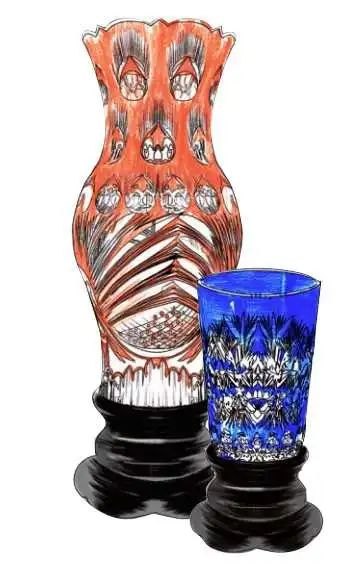 北碚玻璃刻花制品 绘图：曹桂庭