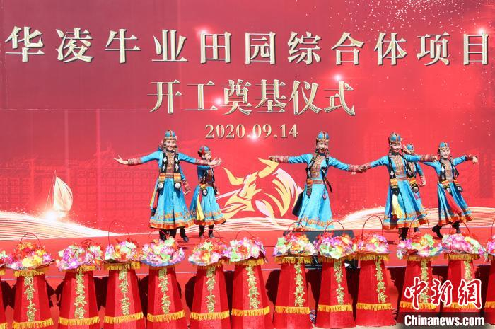     新疆华凌集团投资建设的首个牛业田园综合体项目在和静县开工。　孙亭文　摄