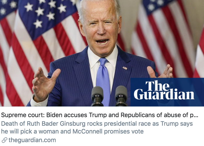 拜登痛批特朗普和共和党人“滥用职权”。/&nbsp;《卫报》报道截图