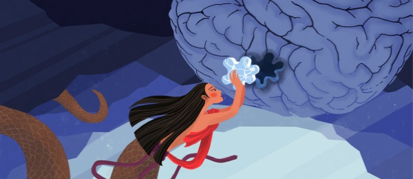 图说：女娲补天（脑），寓意通过移植干细胞来源的神经细胞，特异性修复大脑中受损神经环路，重塑神经功能 采访对象供图