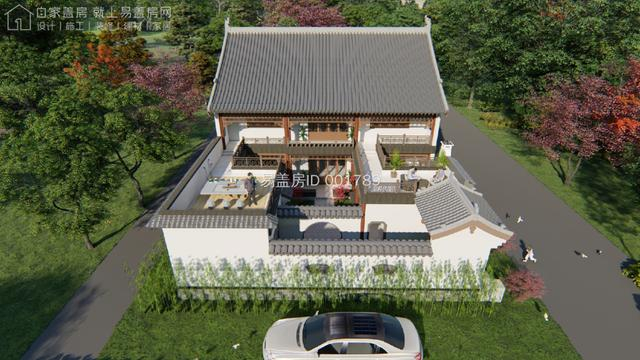 湖北孝感进深20米的新中式网红农村宅院，二层图纸等你来|立面图|建筑|庭院|效果图|设计_新浪新闻
