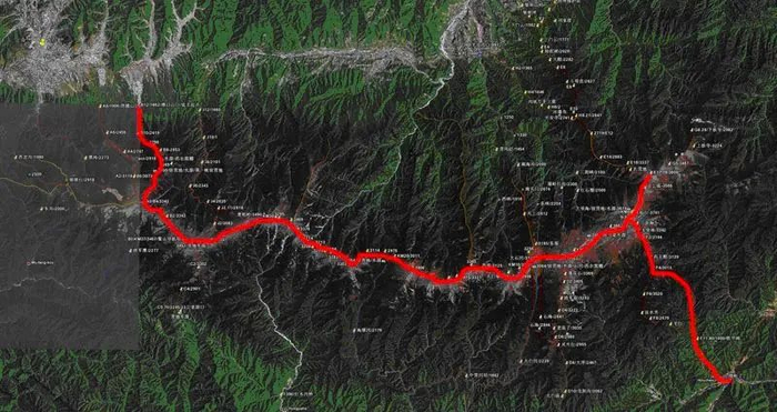 ▲“鳌太穿越”的线路图。受访者供图