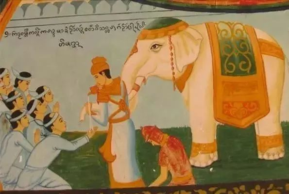 西双版纳庙里的大象壁画。受访者供图