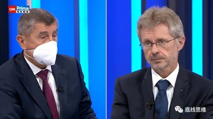 捷克总理巴比什与参议长维特齐在电视节目上辩论 视频截图