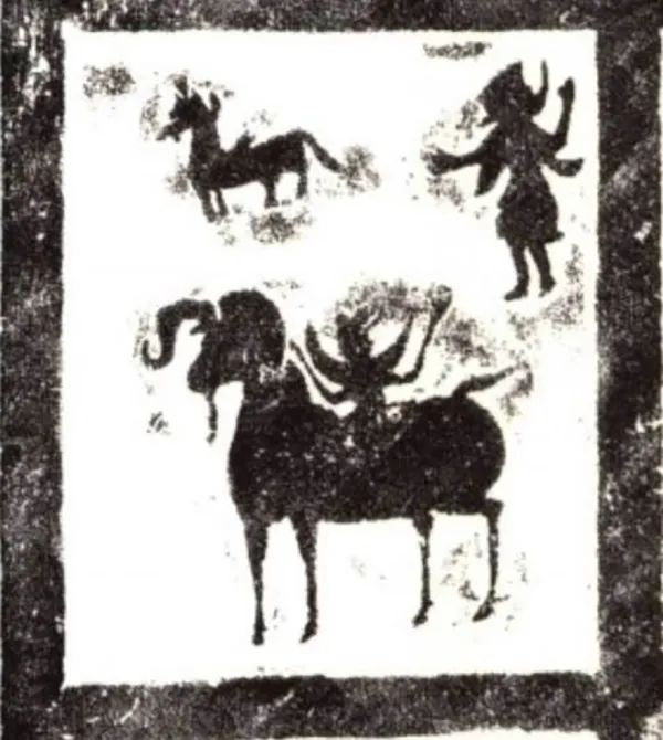 图4 绥德墓门右立柱石拓片及其局部