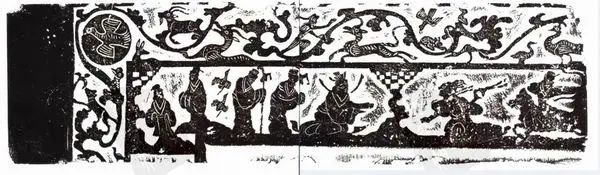 图2 绥德墓门楣画像石拓片