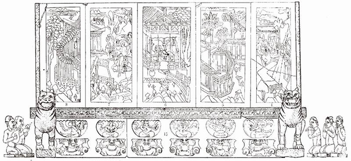 图十二甘肃天水石马坪隋石棺床正视图