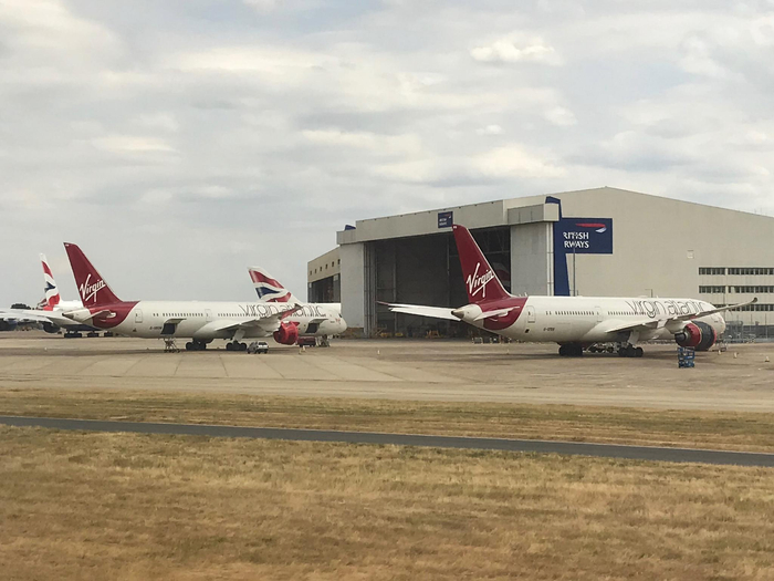 停飞的维珍航空波音787，装载的瑞达1000发动机准备维修